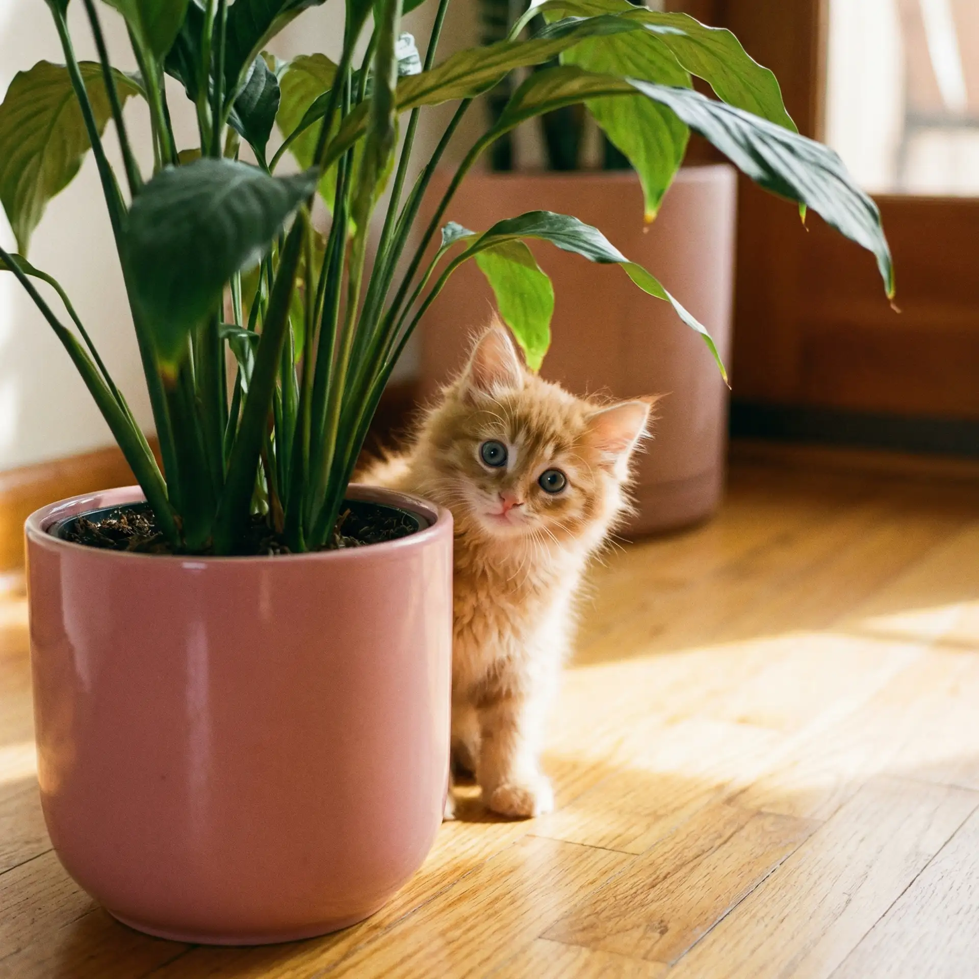 小猫从花盆后探头 - 遨游天堂社区